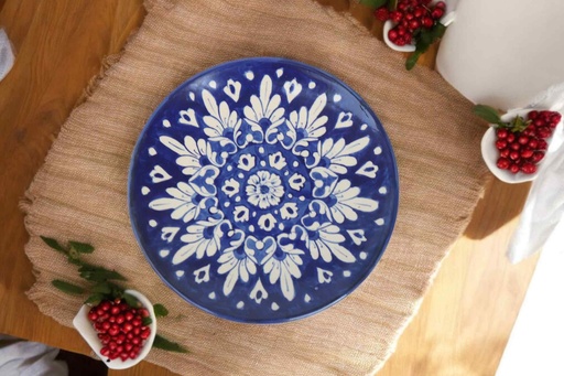 [PK9650-HM-BKT-030014] Blue Pottery Quarter Plate