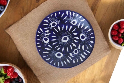 [PK9650-HM-BKT-030016] Blue Pottery Medium Plate