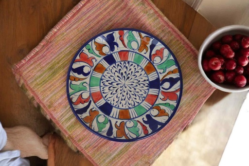 [PK9650-HM-BKT-030017] Blue Pottery Medium Plate