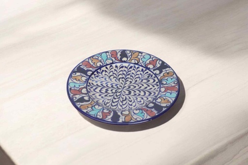 [PK9650-HM-BKT-030026] Blue Pottery Medium Plate