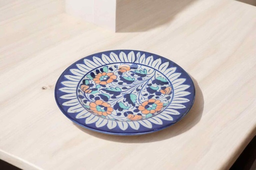 [PK9650-HM-BKT-030031] Blue Pottery Large Plate