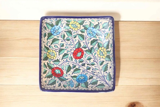 [PK9650-HM-BKT-030059] Blue Pottery Square Dish
