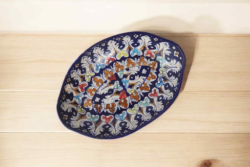 [PK9650-HM-BKT-030063] Blue Pottery Rice Dish
