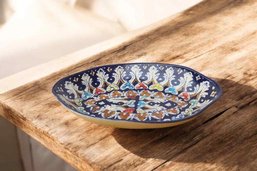 [PK9650-HM-BKT-030064] Blue Pottery Rice Dish