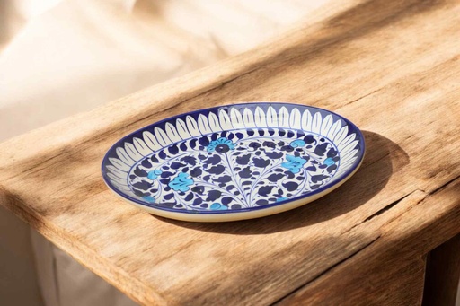 [PK9650-HM-BKT-030065] Blue Pottery Rice Dish
