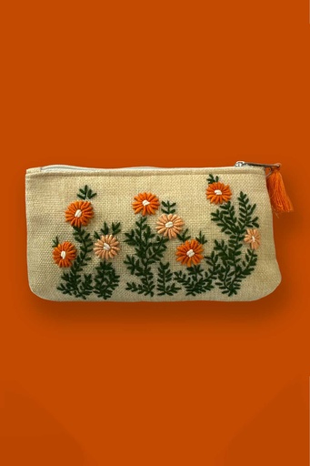 [2-HB-24] BEIGE FLORAL POUCH