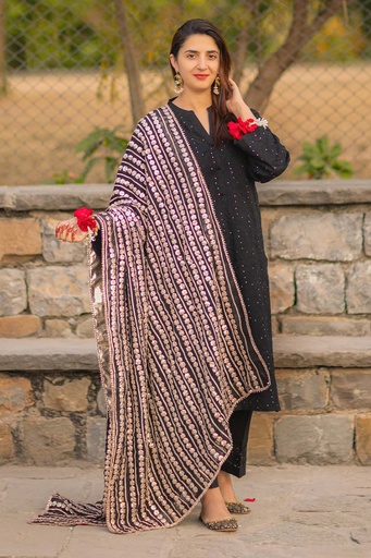[2-dupatta-23] BLACK GOTTA DUPATTA
