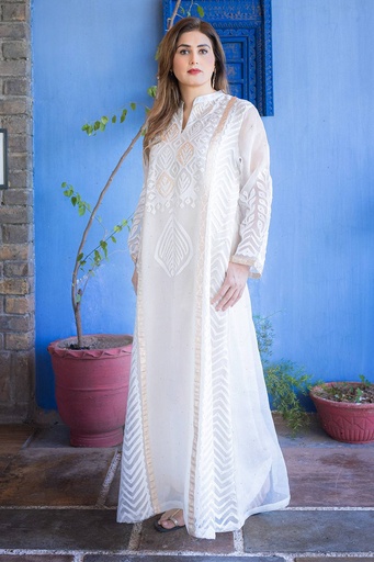 [12-kf-25] Applique Organza Kaftan