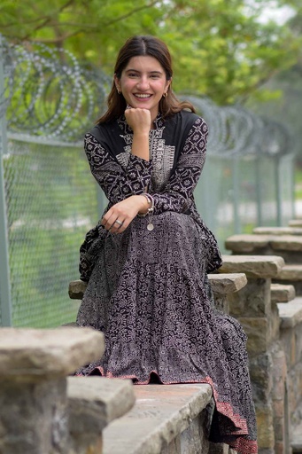 [16-k-25] Black Embroidered Ajrak Kurti