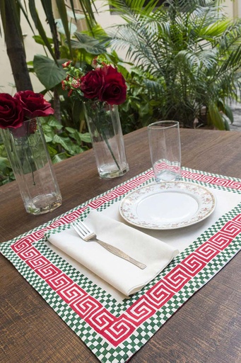 [22-M-2] Block Print - Red and Green