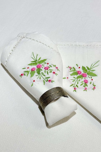 [26-TN-24] FLORAL EMBROIDERED TABLE NAPKINS