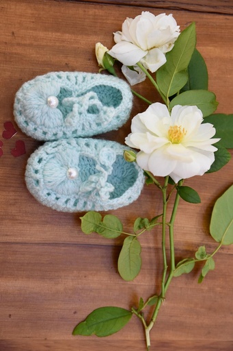 [6-kn-19] Crochet Button Boots - Pwder Blue