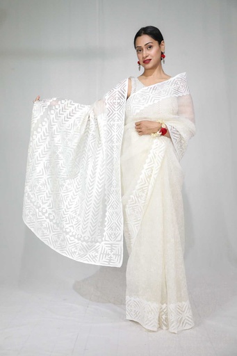 [R-22-24] Organza Applique Saree