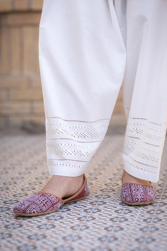 [1-D-25] Tarkashi White Shalwar