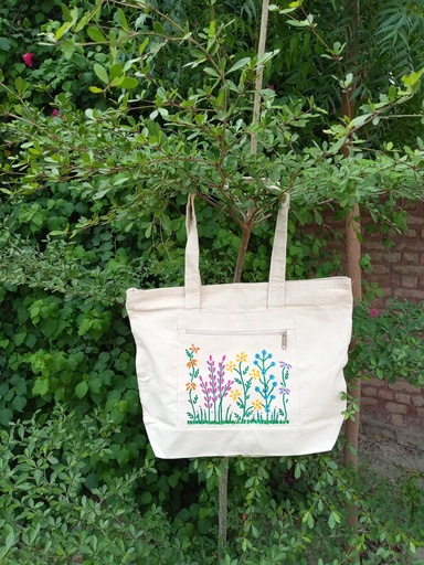 Canvas zipper tote bag
