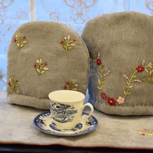 [VC-EG-TC-21] TC-21 Grey Jacquard Tea Cozies and Tray Mats Set