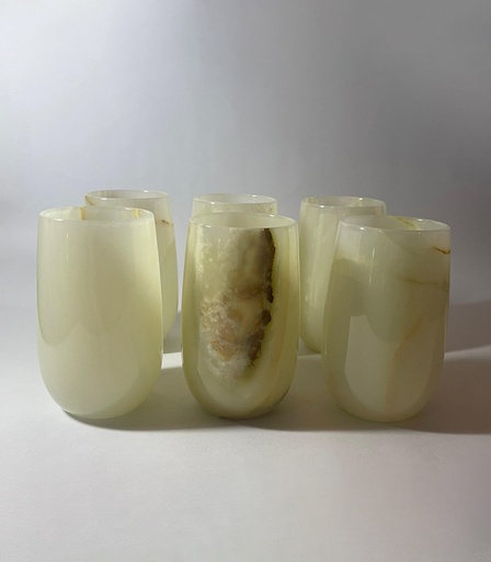 [VC-NUQ-NQMGLWHT41] White Marble Glasses Set Of 6
