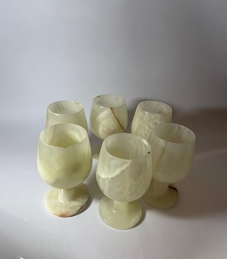 [VC-NUQ-NQMGOBWHT38] White Marble Goblets Set Of 6