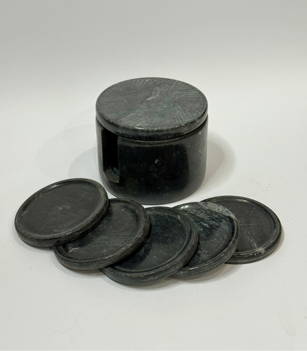 [VC-NUQ-NQMCOFOS34-1] Black Marble Coasters Set Of 6 – Small