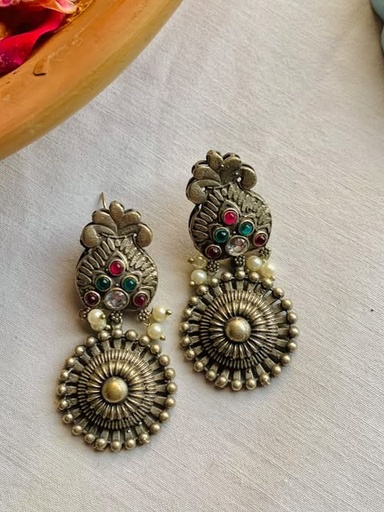 [VC-JHIL-082] Rajasthani drop circle earrings