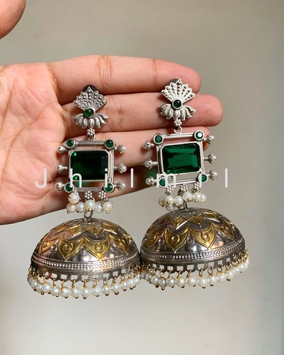 [VC-JHIL-108] Festive Oversized Lotus Dual Tone Jhumka