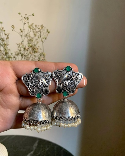 [VC-JHIL-136] Bird carved stone jhumki