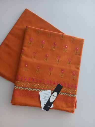 [VC-RK00007] Sizzling Burnished Orange Ensemble Winter Hand-Embroidered – Unstiched – 2 Piece