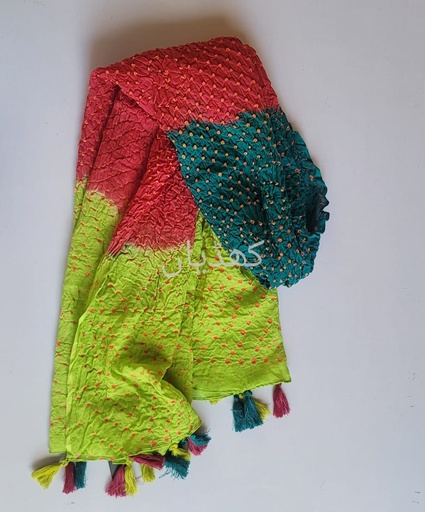 [VC-RK00032] Multicolored Hand-Knotted Chunri Dupatta – Pure Lawn Fabric