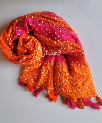 [VC-KD00002] Hand Knotted Chunri Dupatta Multicolored – Perfect as Dupatta, Scarf, or Stole. Cool, Cultural, and Classy for Both Western and Desi Looks!