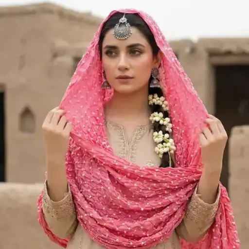 [VC-RK00052] Candy Pink Hand-Knotted Chunri Dupatta – Pure Lawn | 2.5 Meter Traditional Dupatta