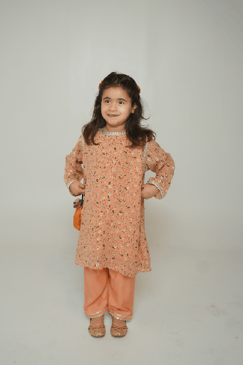 [4-GS-26] Peach Silk Kurta Shalwar