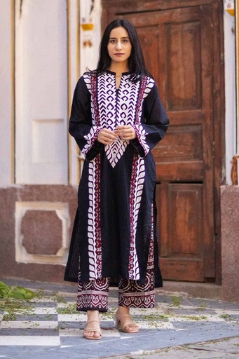 [12.K.23] Heritage Ajrak Applique Kurta