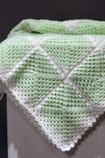 [3.BS.25] Crochet Light Green Baby Blanket.