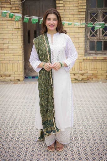 [6.K.23] Applique White Kurta