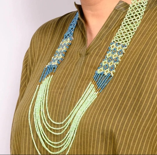 Beaded Netting Necklace with Strings