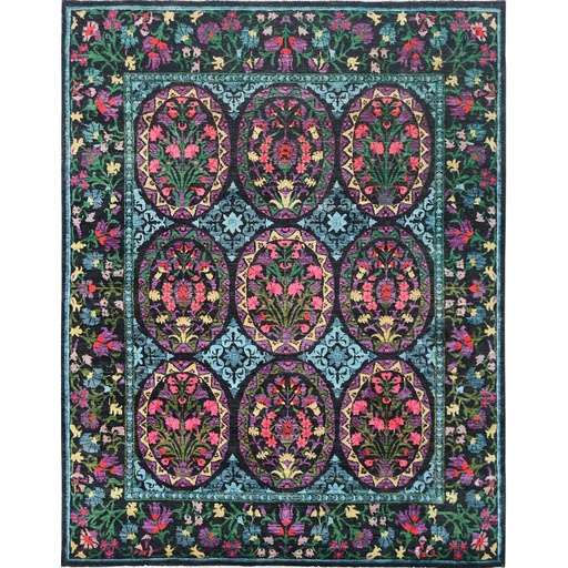 [PK0499-HM-RUG-004266] Suzani Carpet -Wool&Silk- 8x10 ft