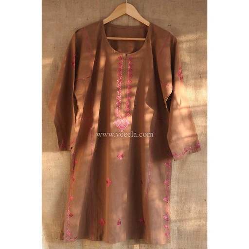 [PK0888-CW-GEN-007017] Brown hand embroidered kurta