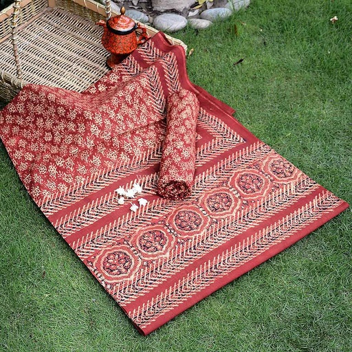 [PK0013-CF-AJK-009097] Gold work Ajrak - 2 piece suit   